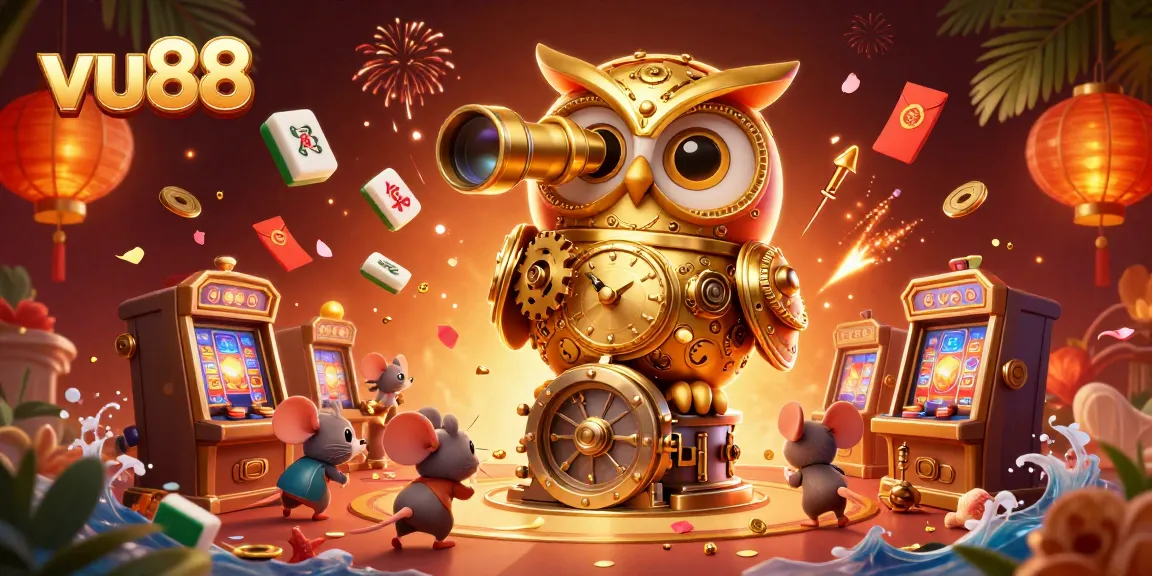 Experience the excitement of the vu88 casino with vibrant characters and dynamic game elements in a colorful scene.
