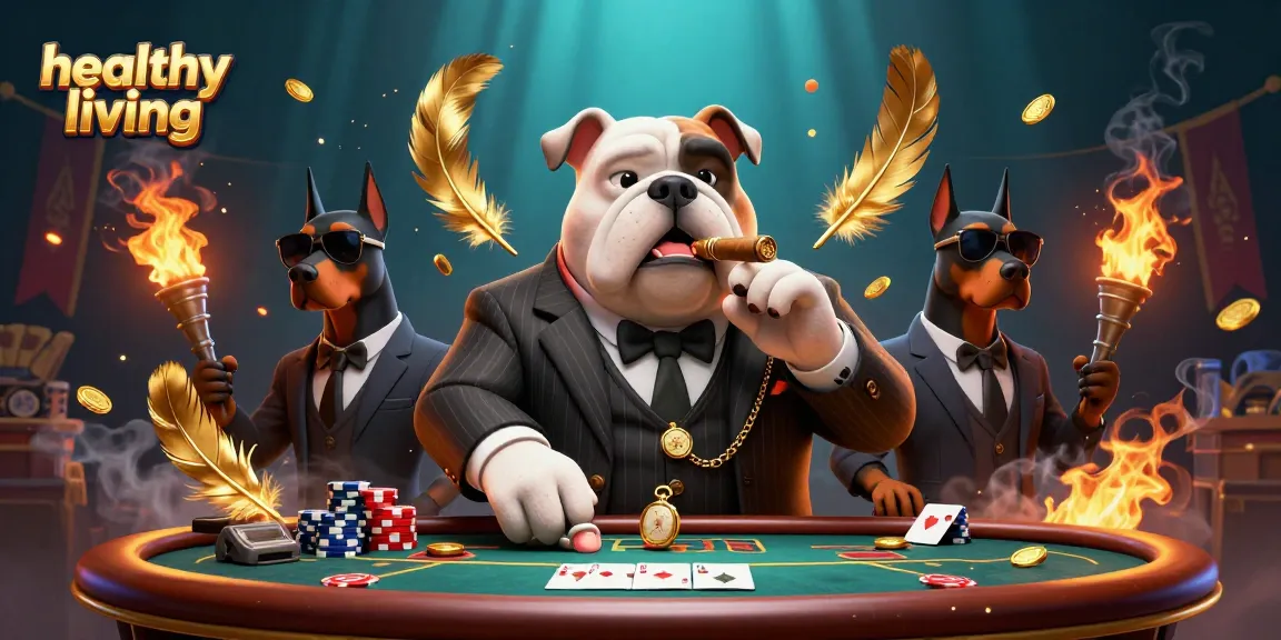 Join the vibrant casino scene embracing healthy living values with animated mafia characters and poker excitement