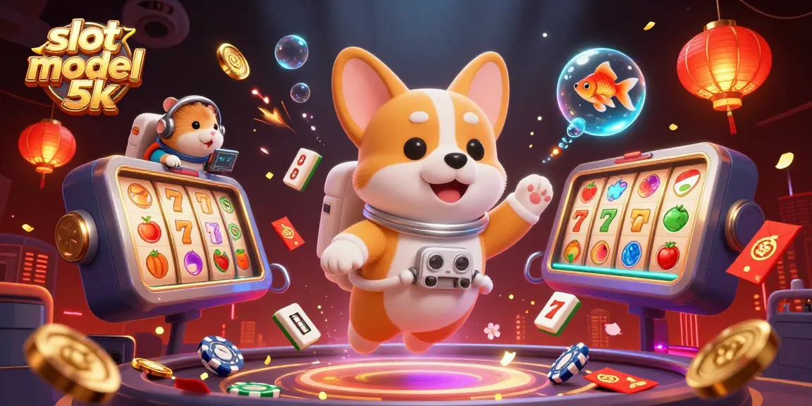 Spin the slot modal 5k with excitement as the corgi astronaut plays in a vibrant space casino.