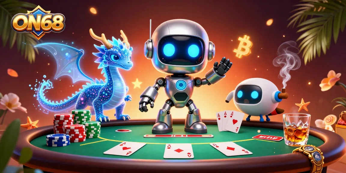Engage in thrilling gameplay at ON68 with an exciting poker scene featuring a vibrant cyberpunk theme.