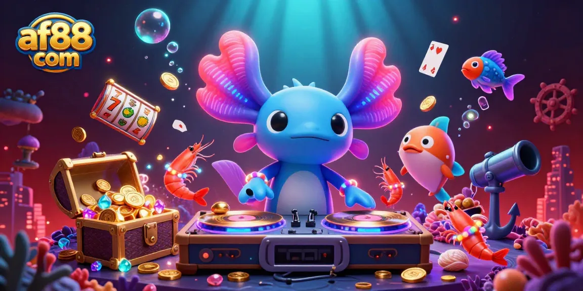 Play exciting games on af88 com featuring vibrant 3D casino elements bursting with energy and color.