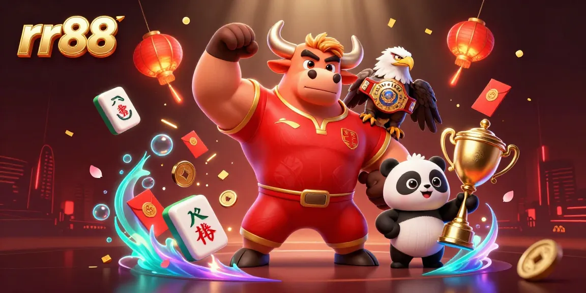 Celebrate gaming wins with rr88 at an energetic online casino scene featuring vibrant characters.