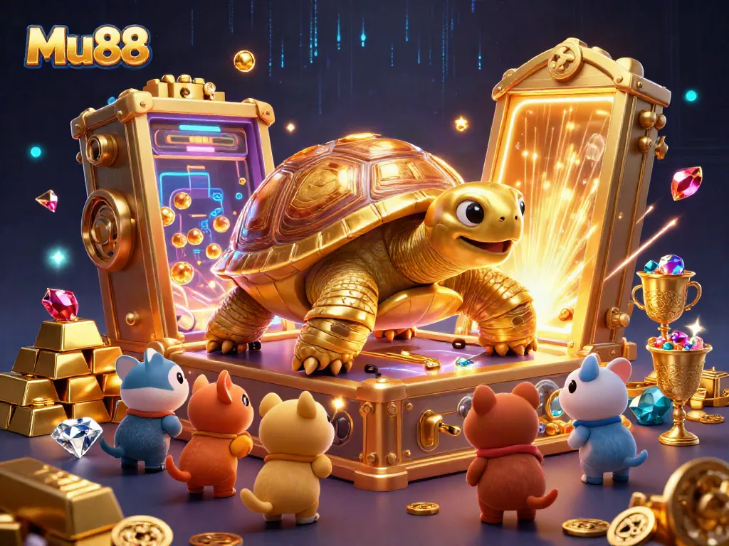 Experience thrilling gameplay at Mu88 with a golden tortoise pinball machine and treasure elements.
