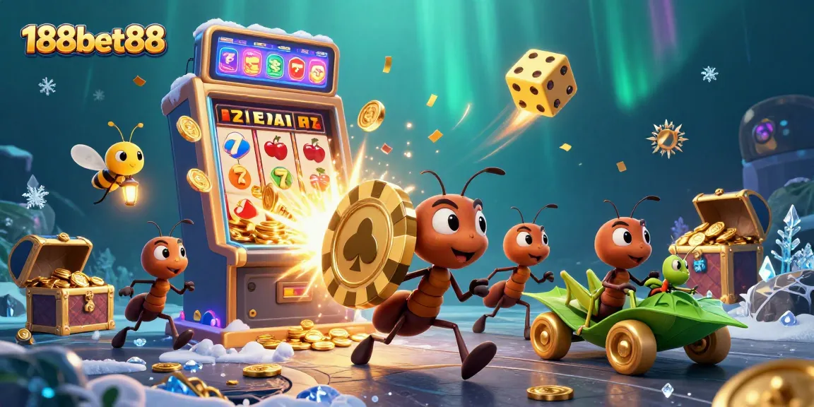 Engage with 188bet88 as ants run a heist, showcasing exciting casino themes and vibrant action.