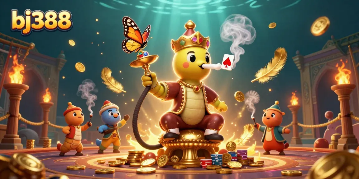 Experience thrilling gaming at bj388 with a vibrant 3D casino illustration featuring engaging characters and rich elements.