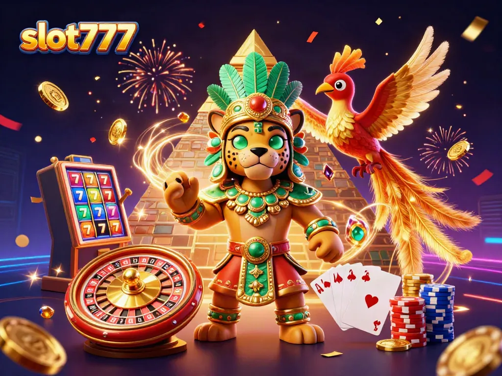 Permainan slot777 yang mengasyikkan dengan simbol keberuntungan dan ulang tahunnya yang meriah.