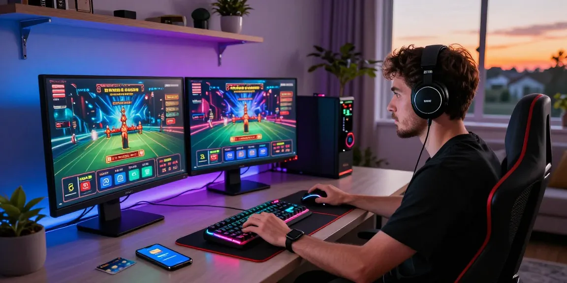 Engaging online gaming setup featuring crownwoods.org.uk, showcasing a player immersed in a credit card casino environment.