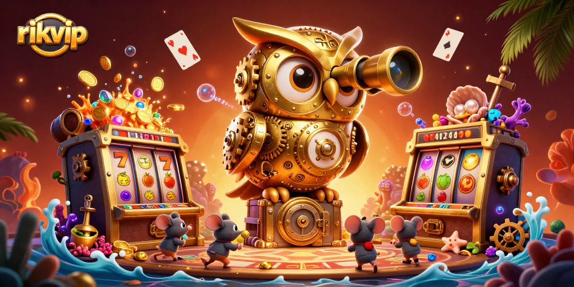 Experience the excitement of rikvip with a vibrant casino scene featuring charming characters and rich game elements.