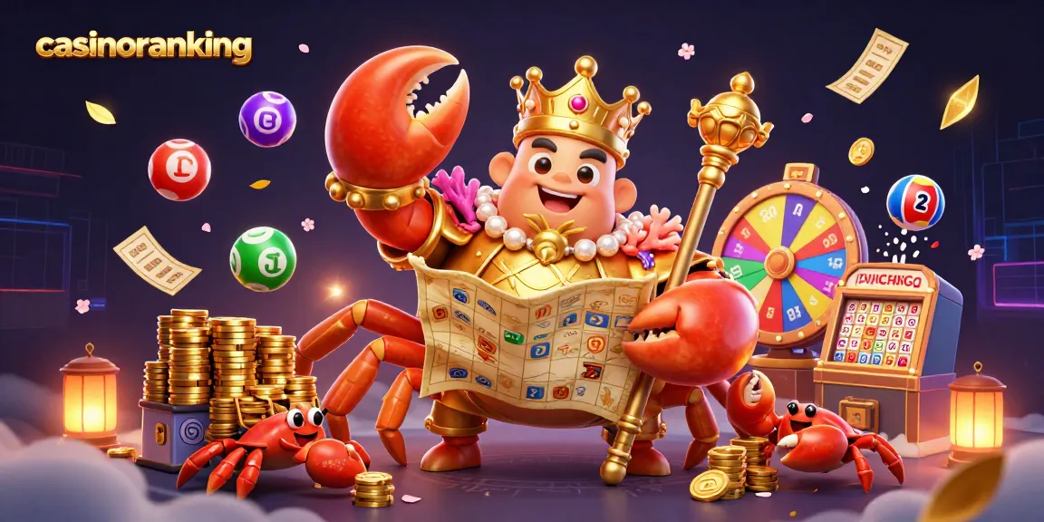 Experience the thrill of gaming at casinoranking with vibrant lottery elements and the majestic golden crab emperor.