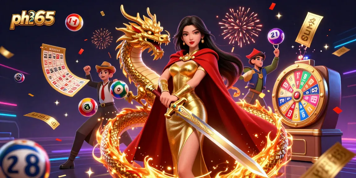 Experience thrilling wins at ph365 with vibrant lottery elements and a captivating warrior queen.