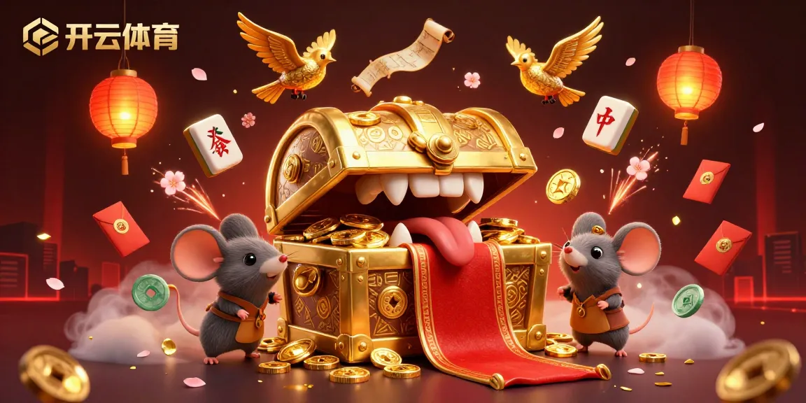 开云体育吸引冒险鼠的豪华宝藏,闪耀的麻将和红色信封围绕其间。