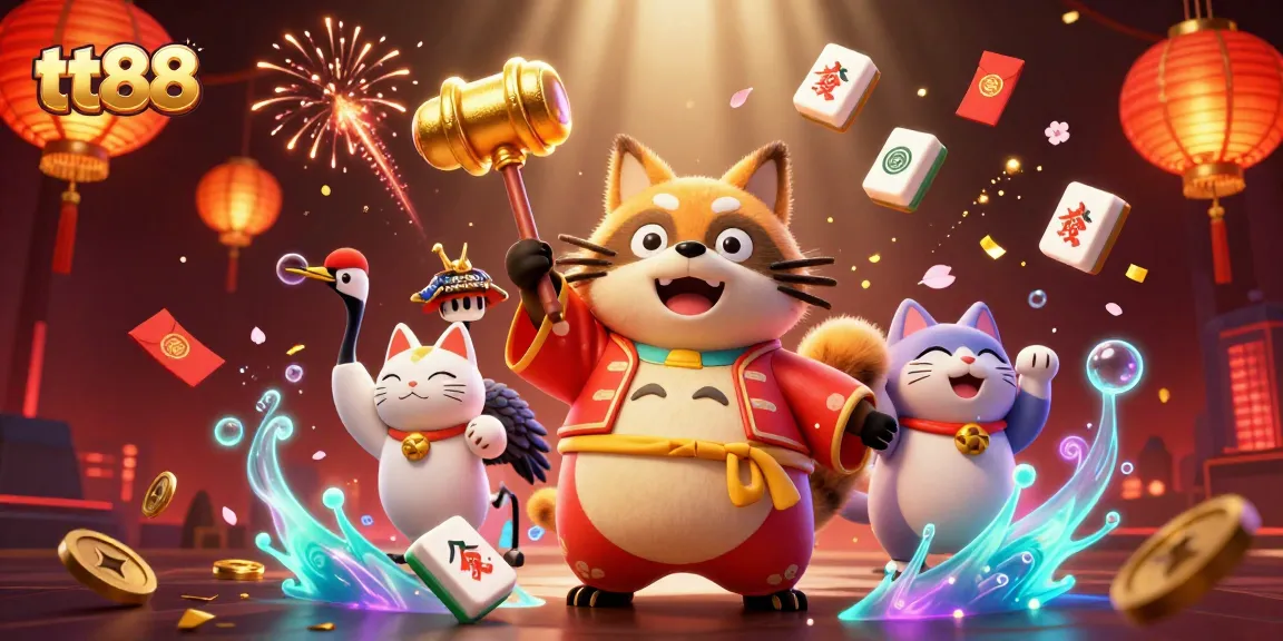 Engage with tt88's vibrant casino world featuring lucky elements and cheerful characters.