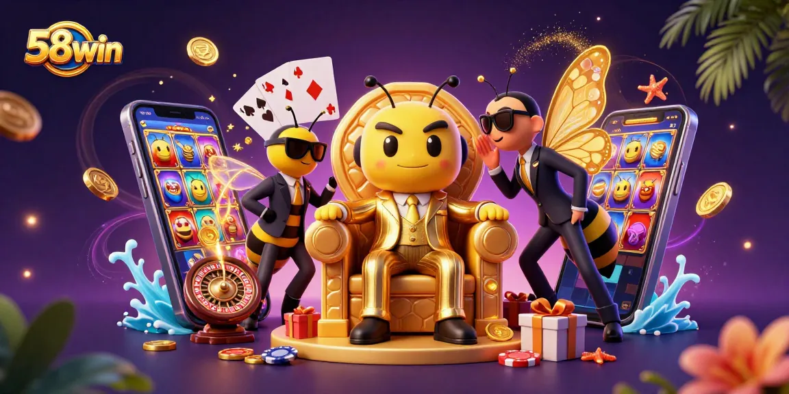 Experience the thrill of 58win with a vibrant casino scene showcasing dynamic slots and gaming elements.