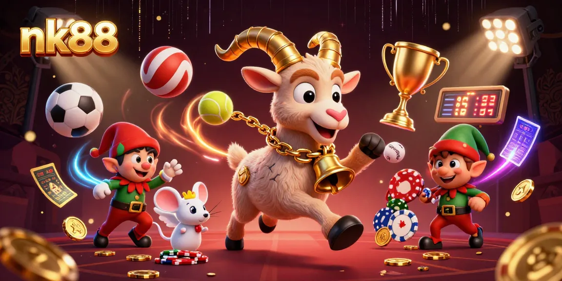 Experience thrilling action at nk88 with festive characters in a bustling casino scene.