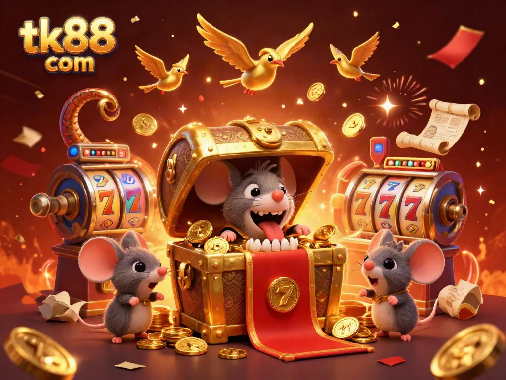 Experience thrilling slots and jackpots at tk88 com with an enticing treasure chest inviting adventurers.