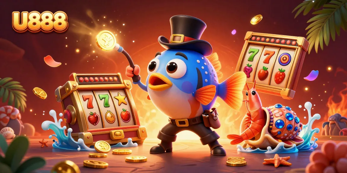 Engage in thrilling gameplay with U888’s vibrant casino scene featuring exciting slot elements and lucky treasures.