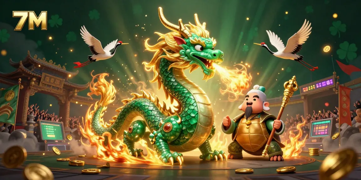 Engage with 7M sports betting's dynamic action featuring a jade dragon, turtle sage, and lucky cranes.