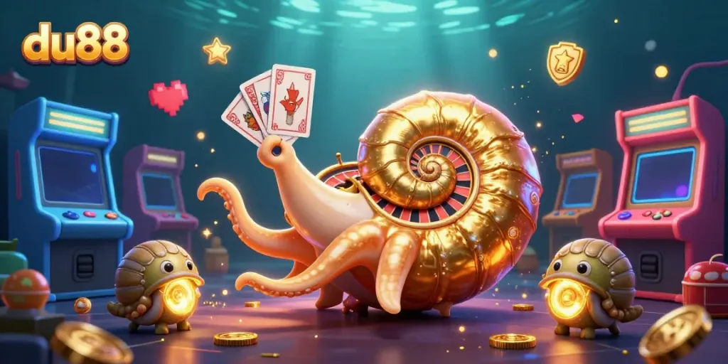 Engage in thrilling du88 slots with the giant nautilus roulette and glowing cards.