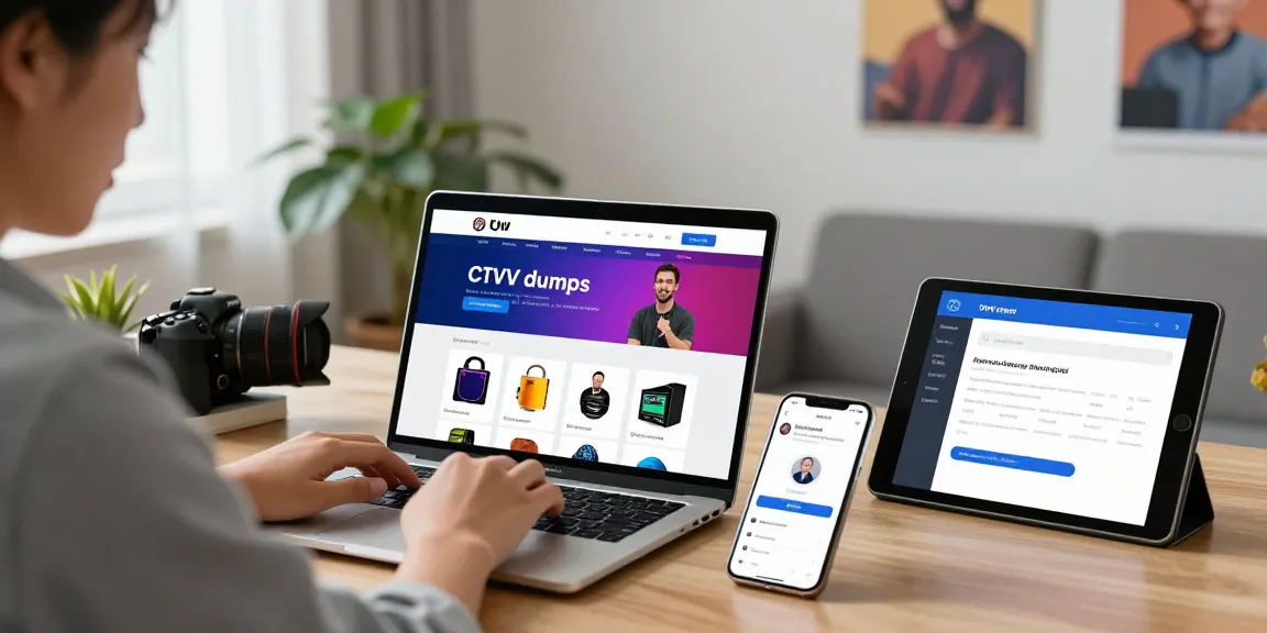 People engaging with a dumps shop, exploring CVV dumps online in a secure atmosphere with digital devices.