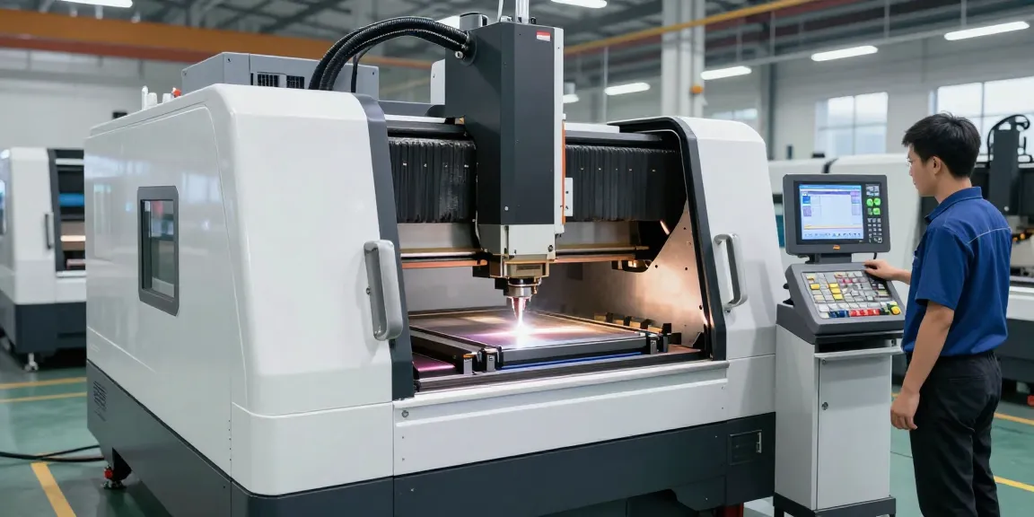 CNC press brake machine in advanced manufacturing setting, showcasing efficient bending operations and safety technology.
