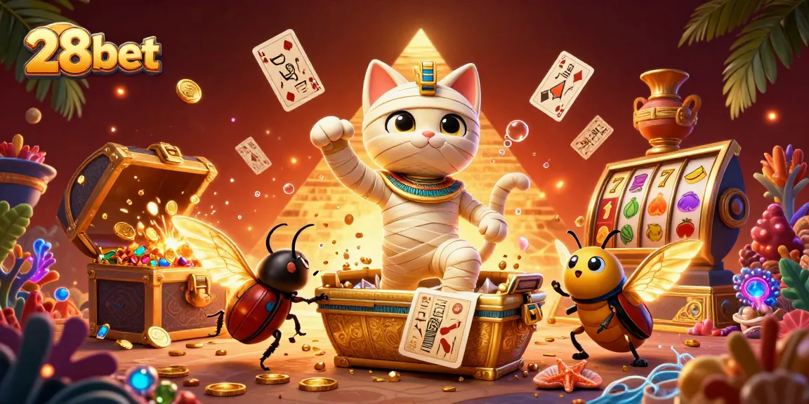 Win big at 28bet with our dynamic 3D illustration featuring playful characters and exciting casino elements.