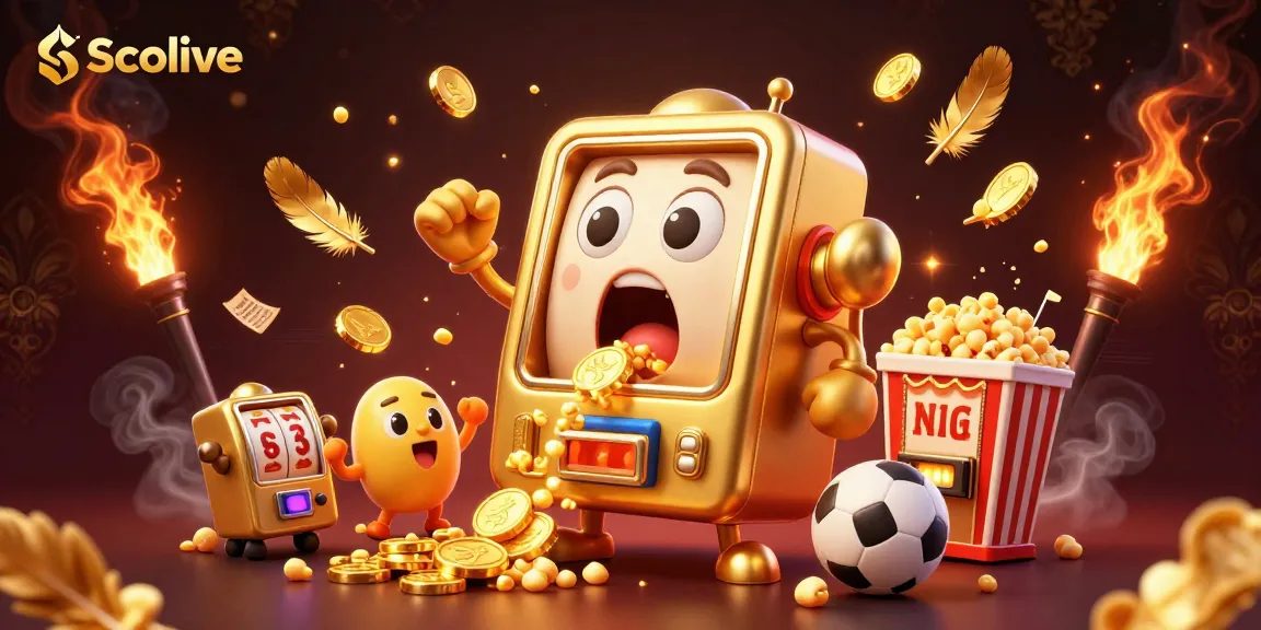 Socolive enhances sports betting excitement with a golden slot machine hitting a jackpot, surrounded by cheering baby slots.