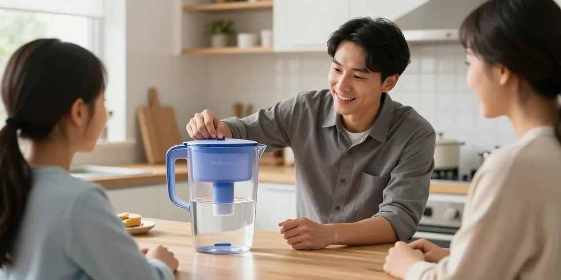 Waterdrop PT-04C-A Alkaline Water Filter Pitcher in use by a local professional contractor, showcasing nearby business's quality service.