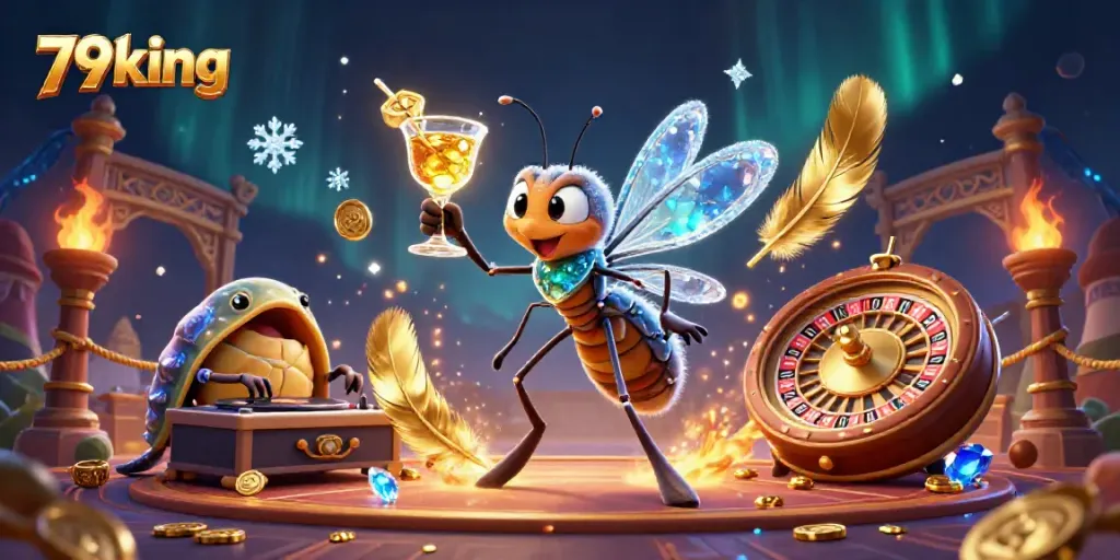 Experience the thrill of winning with 79king's vibrant casino scene featuring animated characters and dynamic game elements.