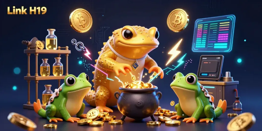 Experience the magic of Link H19 with a golden salamander alchemist creating wealth in a dynamic gambling world.