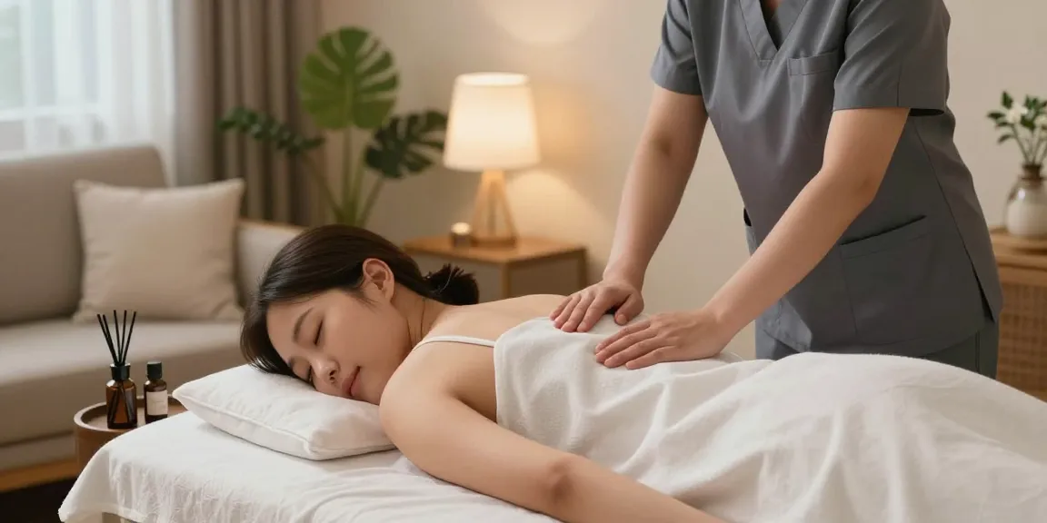 Experience a soothing 강남출장마사지 in a tranquil home setting with a professional therapist.