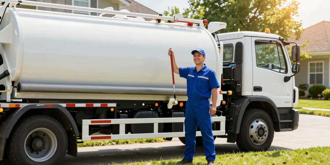 Septic pumping by trusted local services professional in uniform.
