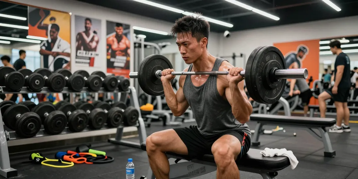 Anabolika Shop: Bodybuilder lifting weights in modern gym showcasing focus and strength during workout session.