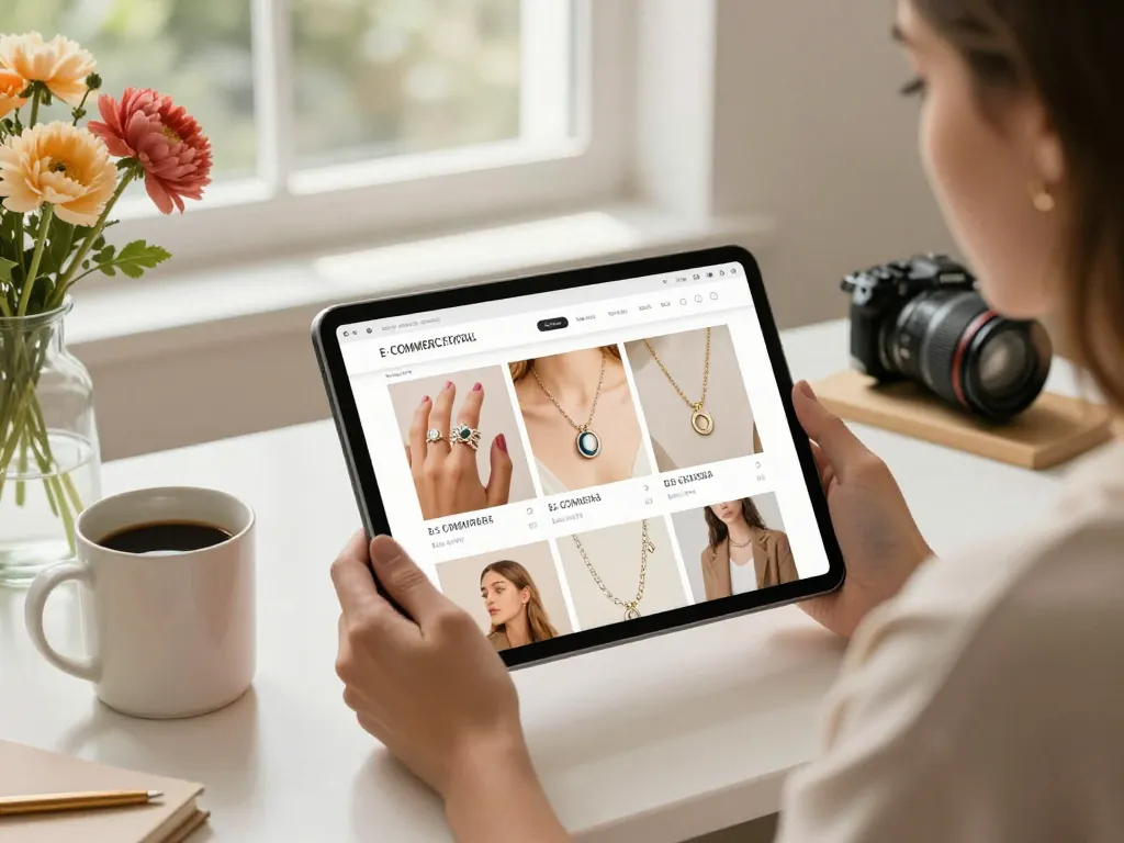 Shop online for exquisite jewellery straight from the source in a stylish e-commerce setup.