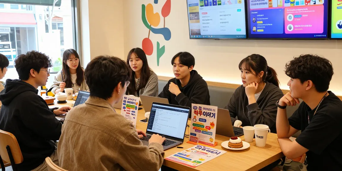 하루이야기 커뮤니티에서 일자리를 논의하는 젊은이들