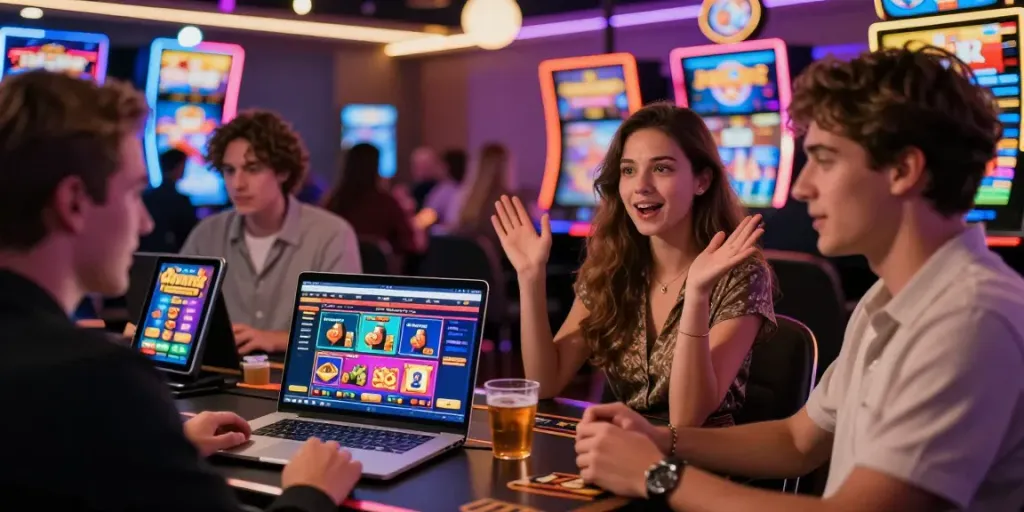 Exciting gaming atmosphere with players exploring bonus sans depot casino options.