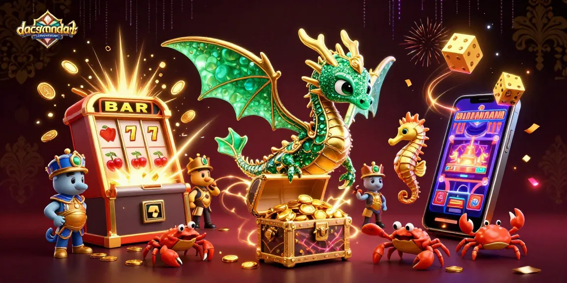 Bet on dacsandatphanrang's dazzling jackpot scene with a heroic sea dragon amid coins and games.