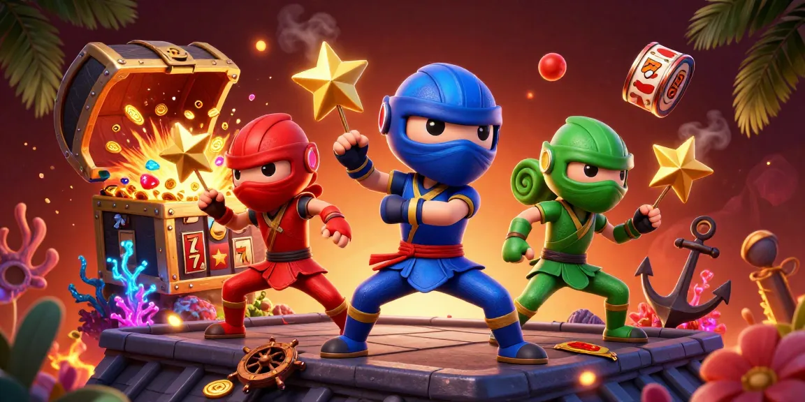 Engage in action with mahyong777 and colorful chameleons performing martial arts amidst dazzling casino elements.