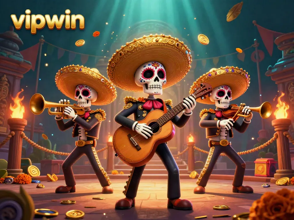 Experience the vibrant world of vipwin with a dynamic mariachi scene and immersive casino elements.