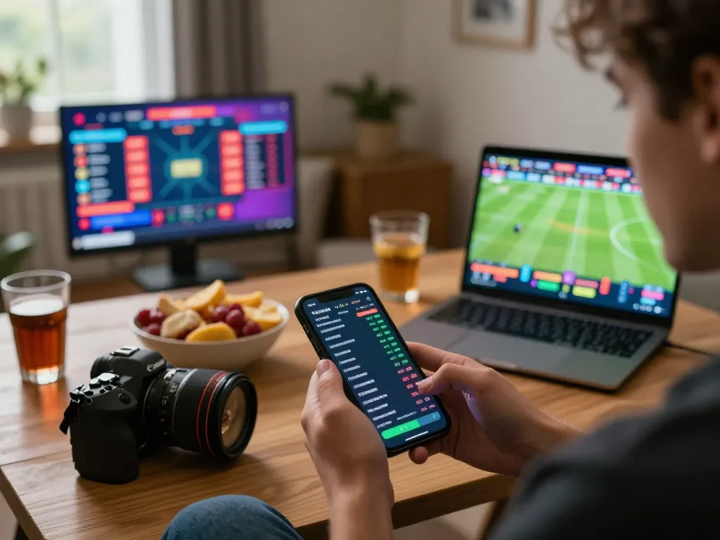 Person enjoying a sports betting session on mobile with keonhacai displayed on screen, showcasing live odds