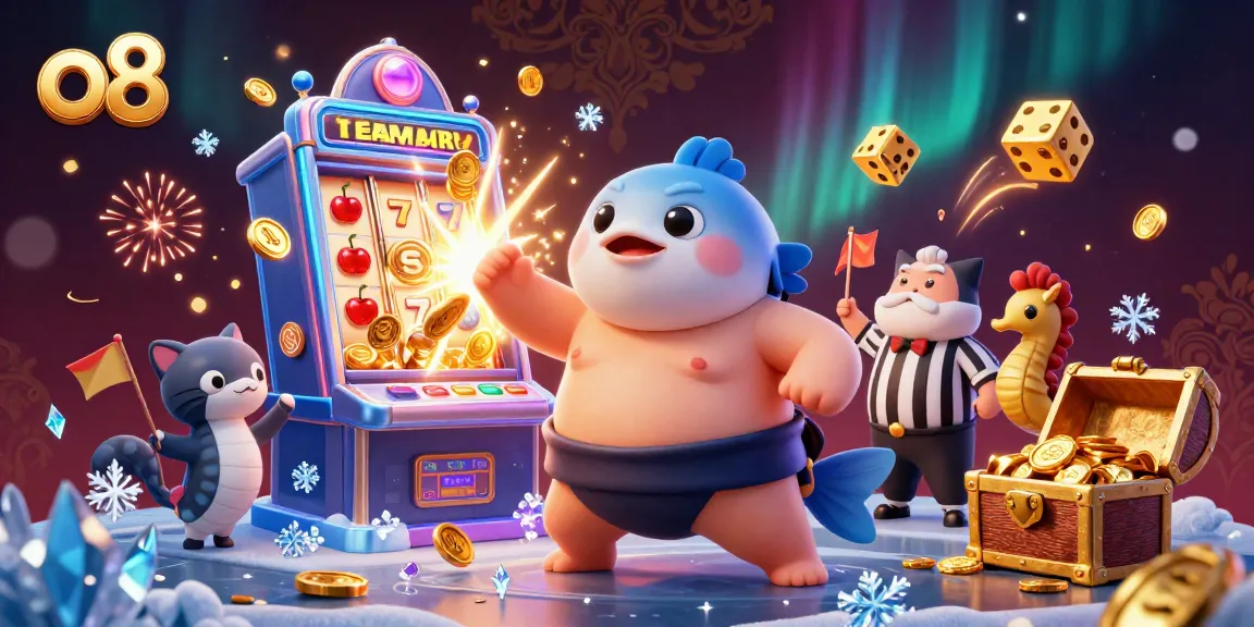 Experience thrilling gameplay at o8 as the fugu wrestles in a vibrant underwater casino scene.