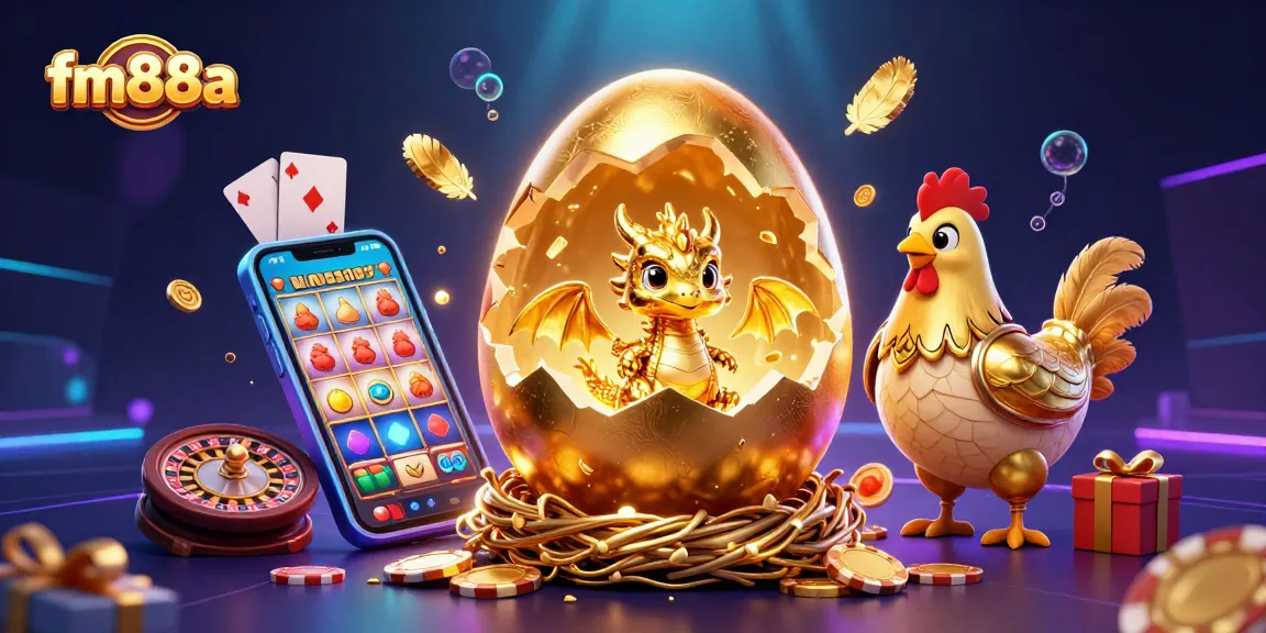 Experience the thrill of fm88a with a sparkling dragon amidst a colorful casino scene.