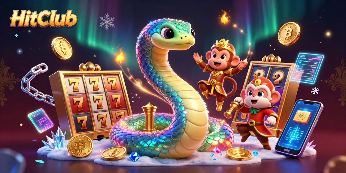 HitClub features vibrant casino imagery with a colorful serpent and monkey king in an engaging gaming scene.