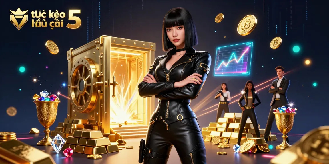 Bet on tỷ lệ kèo nhà cái 5 with vibrant sports betting scene featuring coins and holograms.