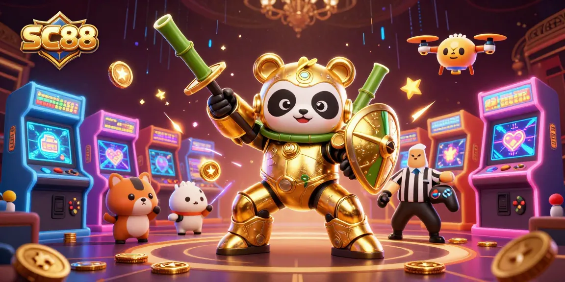Experience SC88's thrilling casino gaming with vibrant, dynamic 3D illustrated elements.