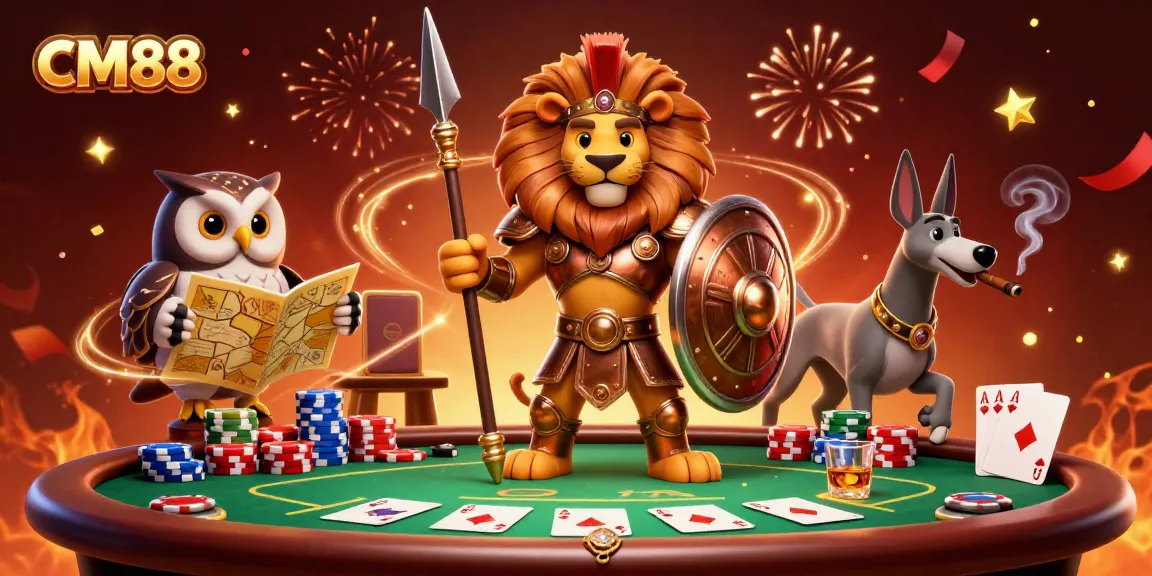 Join the excitement at CM88 as a Spartan lion and friends dominate the casino scene!