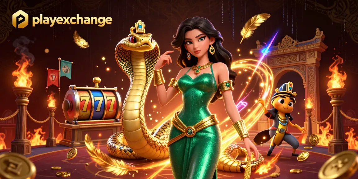 Experience thrilling gameplay on playexchange with vibrant slot reels and captivating golden elements.