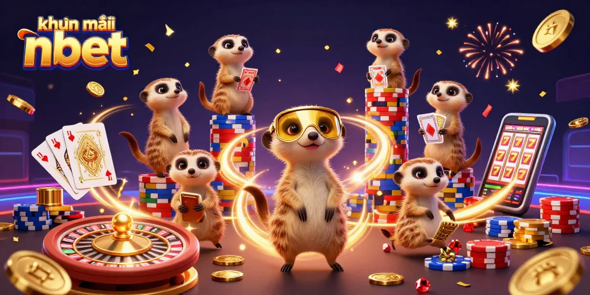 Experience exciting khuyến mãi nbet with engaging meerkats in an animated casino scene.