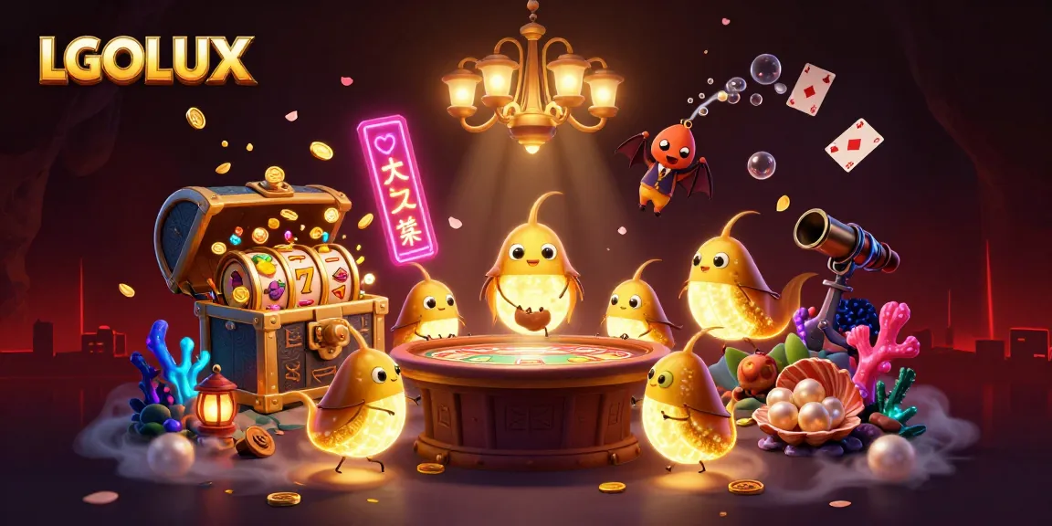 Illuminate your gaming experience at LGOLUX with glowing characters in a vibrant casino scene.