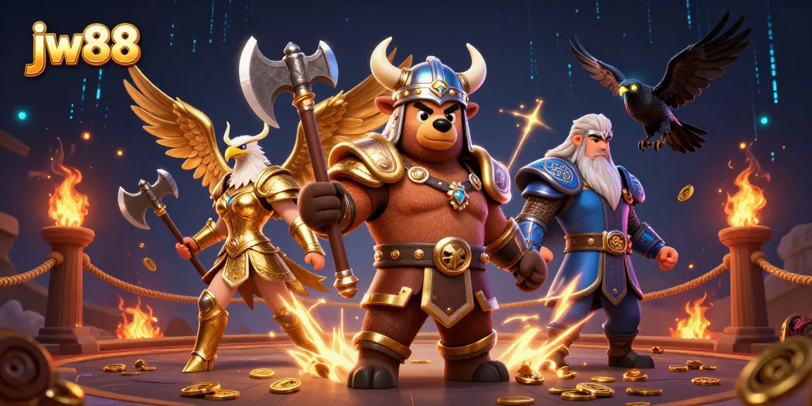 Engage in dynamic jw88 casino action with Viking and Valkyrie in a rich 3D scene.