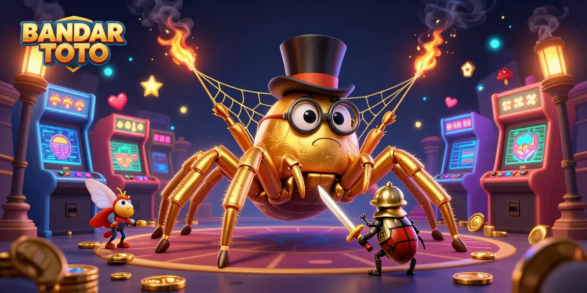 BANDAR TOTO creates excitement as the brave beetle knight approaches golden threads in a fantastical casino.